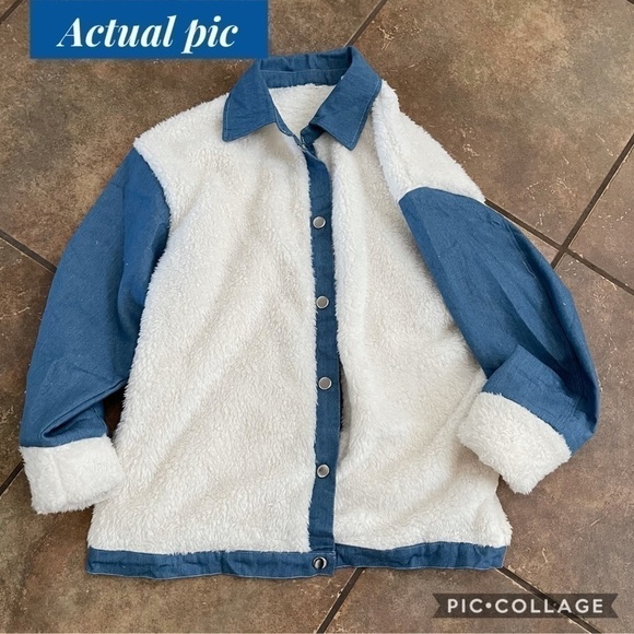 SALE!! Denim & White Furry Jacket - Picture 3 of 4